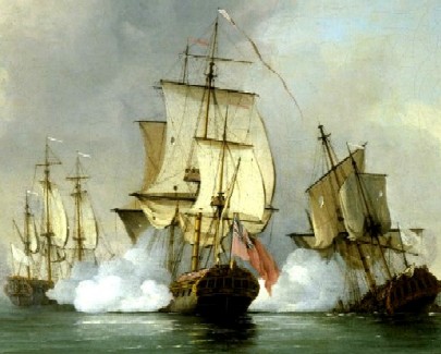 Privateer Boscowen Engaging French Ships